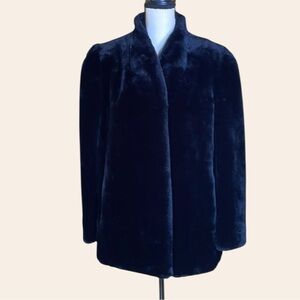 Jacques Saint Laurent For Genelle Black Demi Buff Faux Fur Coat